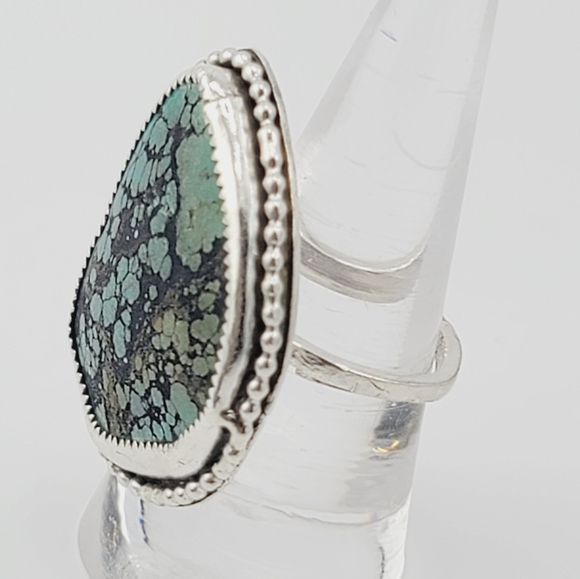 TURQUOISE BOHEMIAN CHIC STYLE RING IN STERLING SILVER METAL SIZE 8 - Picture 3 of 6